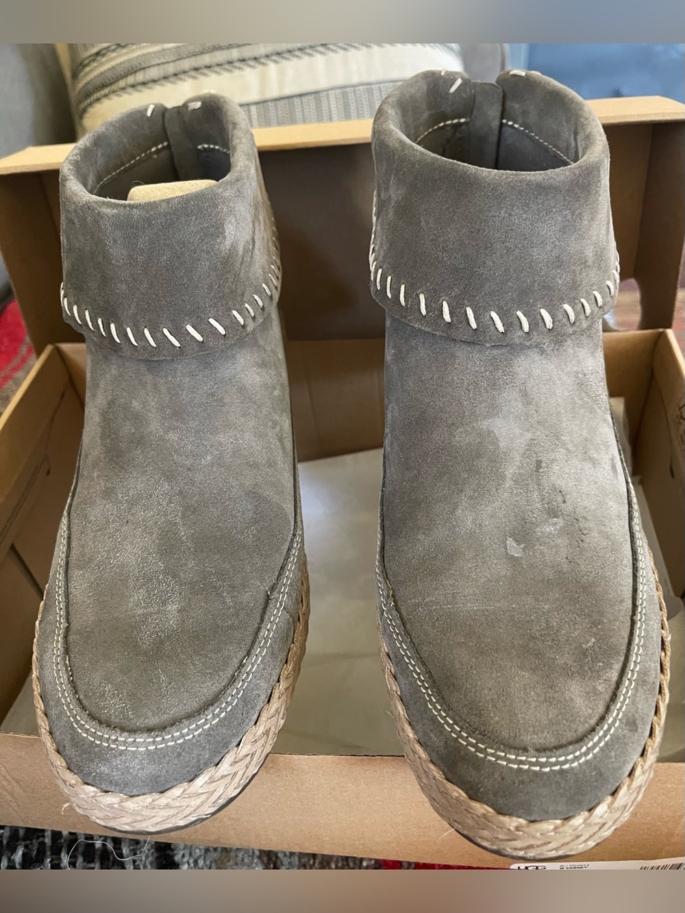 UGG Women’s Suede Ankle Boots in Gray - Olive